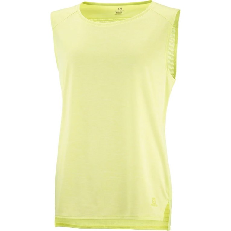 Salomon Outline Summer Women's Tanks Lemon | CA 5G36